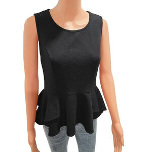 Black Peplum Sleeveless Top - Elegant Women's Blouse